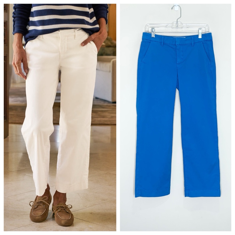 Frank & Eileen Westport Pant (Sz 4) The Italian Wide Leg Chino Crop Blue